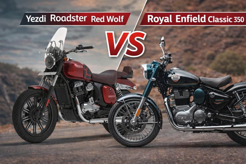 Yezdi Roadster Red Wolf Edition vs Royal Enfield Classic 350 2026